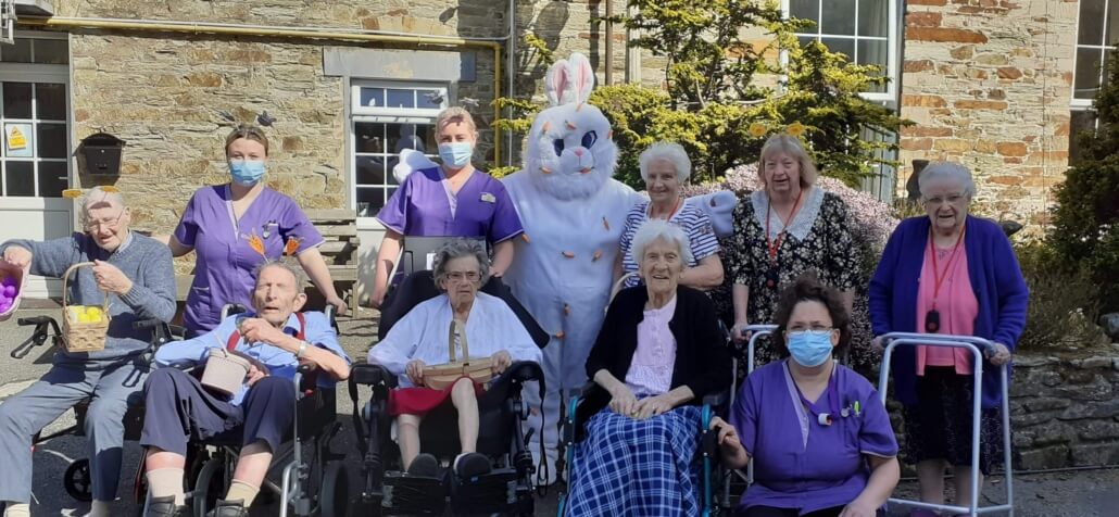 Enjoying the sunshine with the Easter bunny St Petrocs in Bodmin